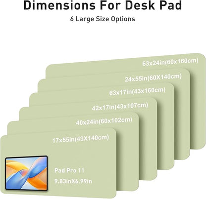 Aothia Faux Leather Desk Mat - Large Mouse Pad, Non - Slip PU Leather Blotter, Waterproof Writing Surface for Office and Home (Grass Green, 40" x 24") | Desk Pads Blotters - TrueDesk