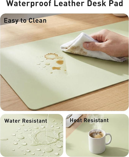 Aothia Faux Leather Desk Mat - Large Mouse Pad, Non - Slip PU Leather Blotter, Waterproof Writing Surface for Office and Home (Grass Green, 40" x 24") | Desk Pads Blotters - TrueDesk