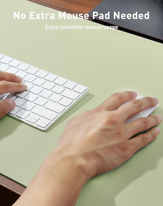 Aothia Faux Leather Desk Mat - Large Mouse Pad, Non - Slip PU Leather Blotter, Waterproof Writing Surface for Office and Home (Grass Green, 40" x 24") | Desk Pads Blotters - TrueDesk