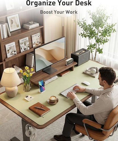 Aothia Faux Leather Desk Mat - Large Mouse Pad, Non - Slip PU Leather Blotter, Waterproof Writing Surface for Office and Home (Grass Green, 40" x 24") | Desk Pads Blotters - TrueDesk