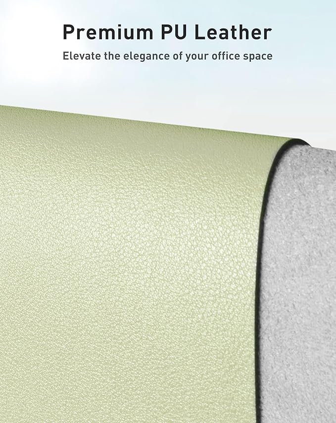 Aothia Faux Leather Desk Mat - Large Mouse Pad, Non - Slip PU Leather Blotter, Waterproof Writing Surface for Office and Home (Grass Green, 40" x 24") | Desk Pads Blotters - TrueDesk