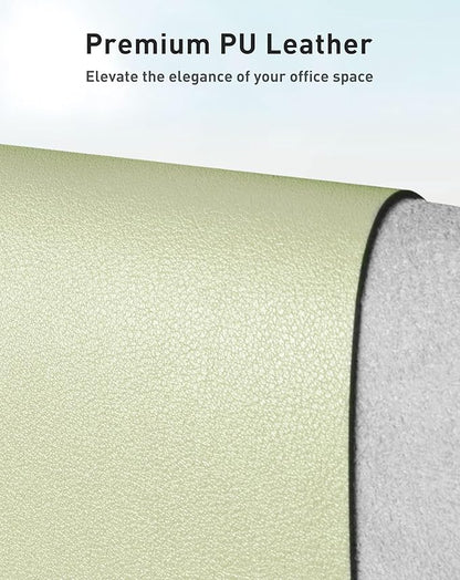 Aothia Faux Leather Desk Mat - Large Mouse Pad, Non - Slip PU Leather Blotter, Waterproof Writing Surface for Office and Home (Grass Green, 40" x 24") | Desk Pads Blotters - TrueDesk