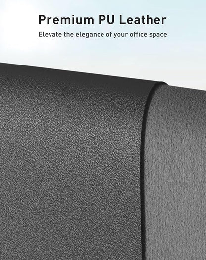 Aothia Faux Leather Desk Mat - Large Mouse Pad, Non - Slip PU Leather Blotter, Waterproof Writing Surface for Office and Home (Grey, 63" x 17") | Desk Pads Blotters - TrueDesk