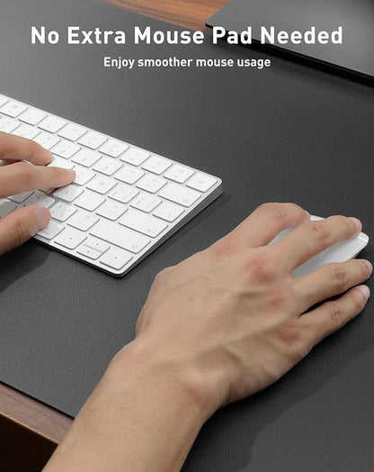 Aothia Faux Leather Desk Mat - Large Mouse Pad, Non - Slip PU Leather Blotter, Waterproof Writing Surface for Office and Home (Grey, 63" x 17") | Desk Pads Blotters - TrueDesk