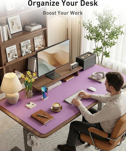 Aothia Faux Leather Desk Mat - Large Mouse Pad, Non - Slip PU Leather Blotter, Waterproof Writing Surface for Office and Home (Iris Violet, 40" x 24") | Desk Pads Blotters - TrueDesk