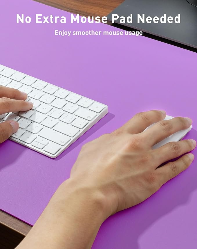 Aothia Faux Leather Desk Mat - Large Mouse Pad, Non - Slip PU Leather Blotter, Waterproof Writing Surface for Office and Home (Iris Violet, 40" x 24") | Desk Pads Blotters - TrueDesk