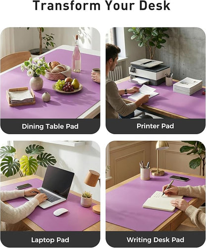 Aothia Faux Leather Desk Mat - Large Mouse Pad, Non - Slip PU Leather Blotter, Waterproof Writing Surface for Office and Home (Iris Violet, 40" x 24") | Desk Pads Blotters - TrueDesk
