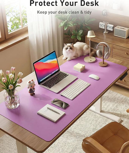 Aothia Faux Leather Desk Mat - Large Mouse Pad, Non - Slip PU Leather Blotter, Waterproof Writing Surface for Office and Home (Iris Violet, 40" x 24") | Desk Pads Blotters - TrueDesk