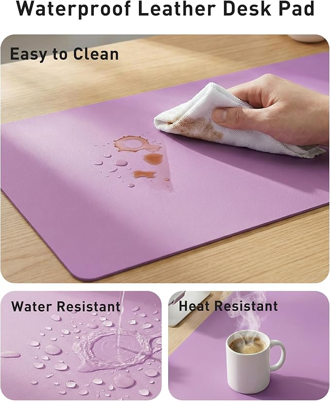 Aothia Faux Leather Desk Mat - Large Mouse Pad, Non - Slip PU Leather Blotter, Waterproof Writing Surface for Office and Home (Iris Violet, 40" x 24") | Desk Pads Blotters - TrueDesk