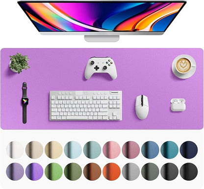 Aothia Faux Leather Desk Mat - Large Mouse Pad, Non - Slip PU Leather Blotter, Waterproof Writing Surface for Office and Home (Iris Violet, 42" x 17") | Desk Pads Blotters - TrueDesk
