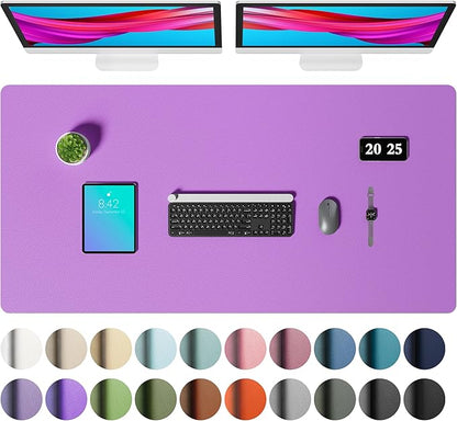 Aothia Faux Leather Desk Mat – Large Mouse Pad, Non - Slip PU Leather Blotter, Waterproof Writing Surface for Office and Home (Iris Violet, 47.2" x 23.6") | Desk Pads Blotters - TrueDesk