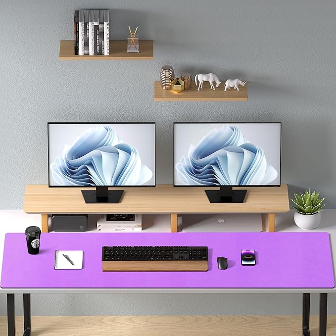 Aothia Faux Leather Desk Mat – Large Mouse Pad, Non - Slip PU Leather Blotter, Waterproof Writing Surface for Office and Home (Iris Violet, 47.2" x 23.6") | Desk Pads Blotters - TrueDesk