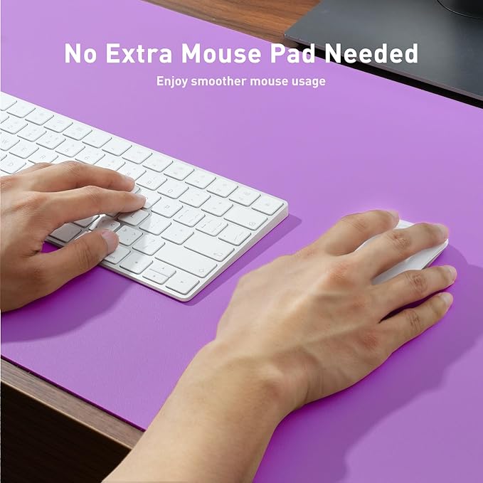 Aothia Faux Leather Desk Mat – Large Mouse Pad, Non - Slip PU Leather Blotter, Waterproof Writing Surface for Office and Home (Iris Violet, 47.2" x 23.6") | Desk Pads Blotters - TrueDesk
