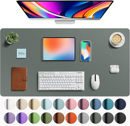 Aothia Faux Leather Desk Mat - Large Mouse Pad, Non - Slip PU Leather Blotter, Waterproof Writing Surface for Office and Home (Jungle Green, 40" x 24") | Desk Pads Blotters - TrueDesk