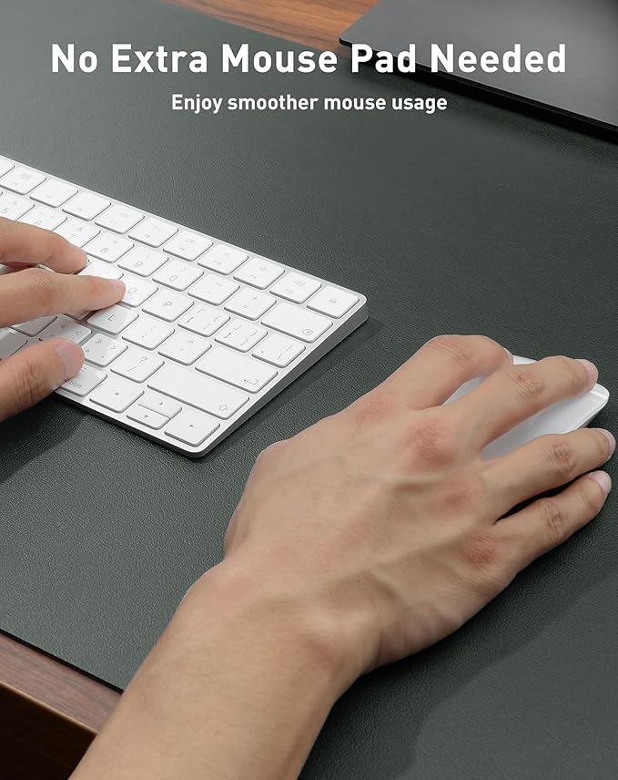 Aothia Faux Leather Desk Mat - Large Mouse Pad, Non - Slip PU Leather Blotter, Waterproof Writing Surface for Office and Home (Jungle Green, 40" x 24") | Desk Pads Blotters - TrueDesk