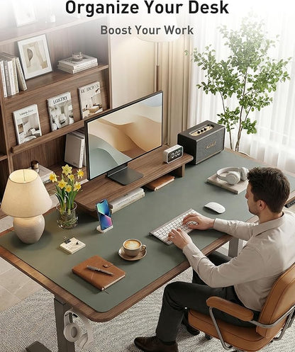 Aothia Faux Leather Desk Mat - Large Mouse Pad, Non - Slip PU Leather Blotter, Waterproof Writing Surface for Office and Home (Jungle Green, 42" x 17") | Desk Pads Blotters - TrueDesk