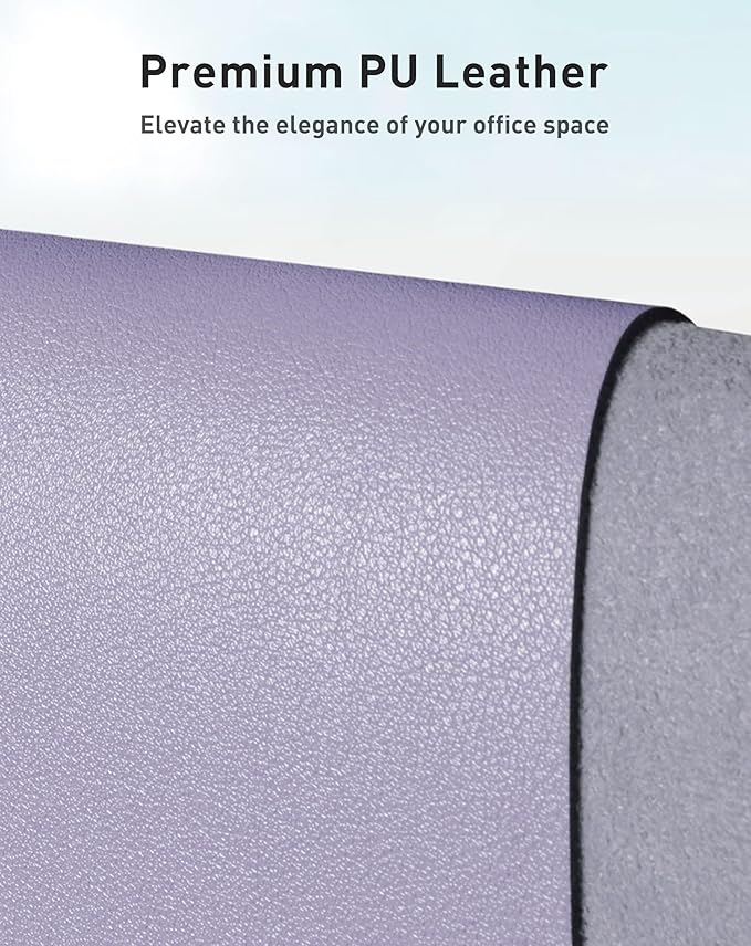 Aothia Faux Leather Desk Mat - Large Mouse Pad, Non - Slip PU Leather Blotter, Waterproof Writing Surface for Office and Home (Lavender, 42" x 17") | Desk Pads Blotters - TrueDesk