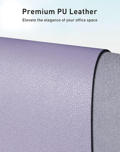 Aothia Faux Leather Desk Mat - Large Mouse Pad, Non - Slip PU Leather Blotter, Waterproof Writing Surface for Office and Home (Lavender, 42" x 17") | Desk Pads Blotters - TrueDesk