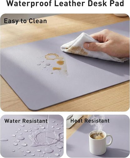 Aothia Faux Leather Desk Mat - Large Mouse Pad, Non - Slip PU Leather Blotter, Waterproof Writing Surface for Office and Home (Lavender, 42" x 17") | Desk Pads Blotters - TrueDesk