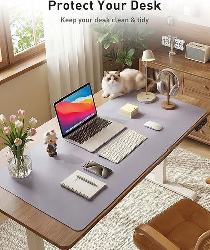 Aothia Faux Leather Desk Mat - Large Mouse Pad, Non - Slip PU Leather Blotter, Waterproof Writing Surface for Office and Home (Lavender, 42" x 17") | Desk Pads Blotters - TrueDesk
