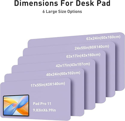 Aothia Faux Leather Desk Mat - Large Mouse Pad, Non - Slip PU Leather Blotter, Waterproof Writing Surface for Office and Home (Lavender, 63" x 17") | Desk Pads Blotters - TrueDesk