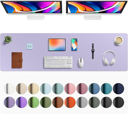 Aothia Faux Leather Desk Mat - Large Mouse Pad, Non - Slip PU Leather Blotter, Waterproof Writing Surface for Office and Home (Lavender, 63" x 17") | Desk Pads Blotters - TrueDesk