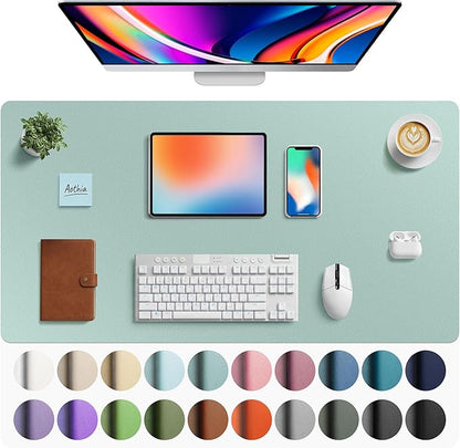 Aothia Faux Leather Desk Mat - Large Mouse Pad, Non - Slip PU Leather Blotter, Waterproof Writing Surface for Office and Home (Light Blue, 40" x 24") | Desk Pads Blotters - TrueDesk