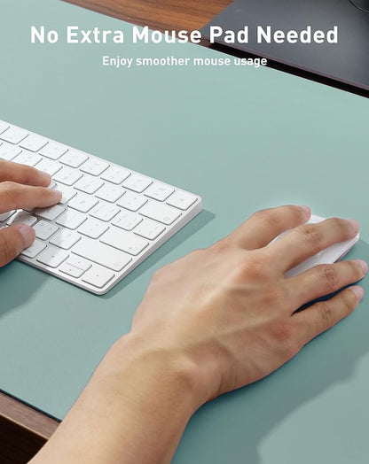 Aothia Faux Leather Desk Mat - Large Mouse Pad, Non - Slip PU Leather Blotter, Waterproof Writing Surface for Office and Home (Light Blue, 40" x 24") | Desk Pads Blotters - TrueDesk