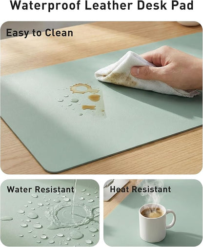 Aothia Faux Leather Desk Mat - Large Mouse Pad, Non - Slip PU Leather Blotter, Waterproof Writing Surface for Office and Home (Light Blue, 40" x 24") | Desk Pads Blotters - TrueDesk