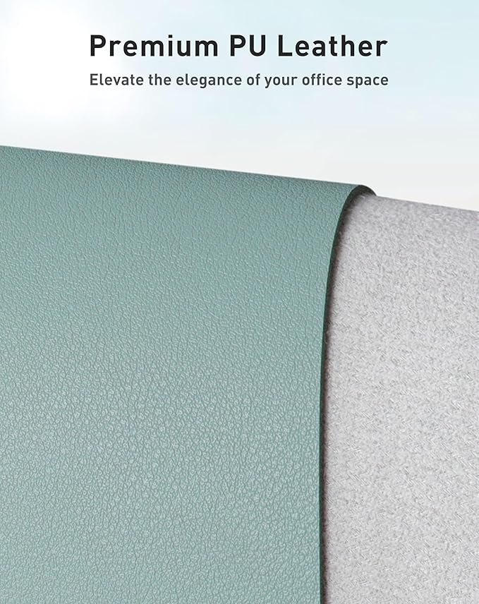 Aothia Faux Leather Desk Mat - Large Mouse Pad, Non - Slip PU Leather Blotter, Waterproof Writing Surface for Office and Home (Light Blue, 42" x 17") | Desk Pads Blotters - TrueDesk