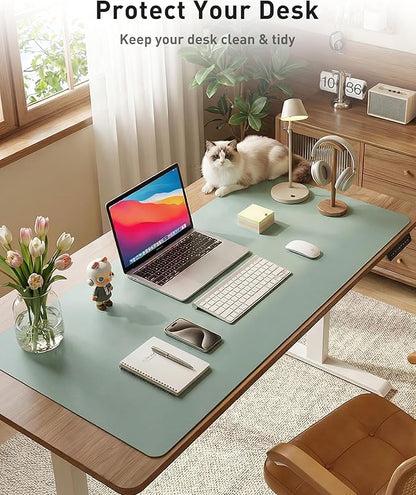 Aothia Faux Leather Desk Mat - Large Mouse Pad, Non - Slip PU Leather Blotter, Waterproof Writing Surface for Office and Home (Light Blue, 42" x 17") | Desk Pads Blotters - TrueDesk