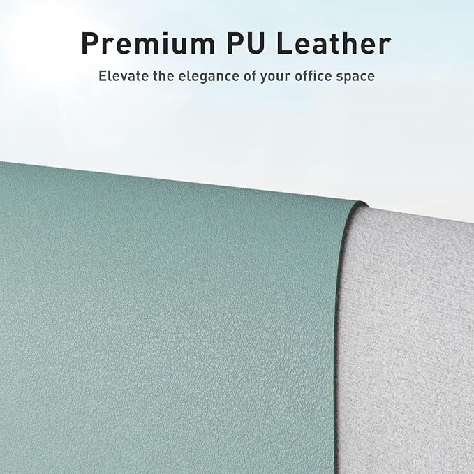 Aothia Faux Leather Desk Mat – Large Mouse Pad, Non - Slip PU Leather Blotter, Waterproof Writing Surface for Office and Home (Light Blue, 47.2" x 23.6") | Desk Pads Blotters - TrueDesk