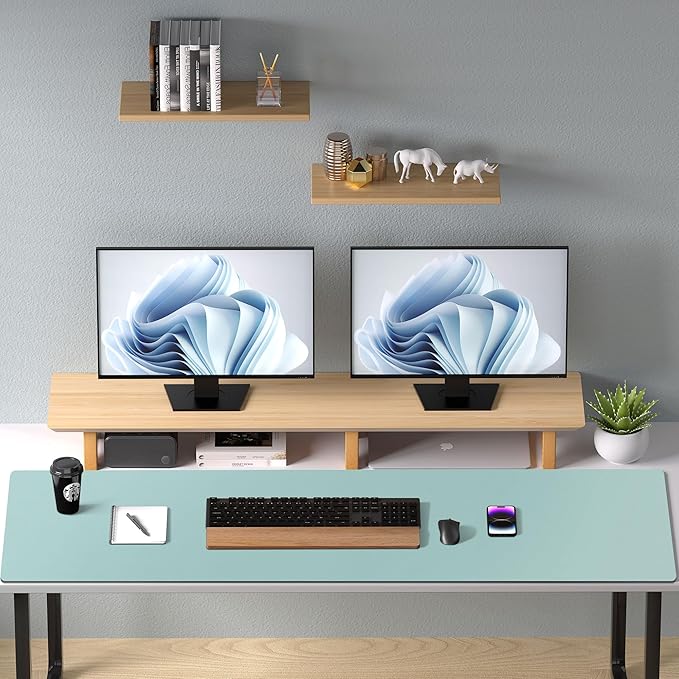 Aothia Faux Leather Desk Mat – Large Mouse Pad, Non - Slip PU Leather Blotter, Waterproof Writing Surface for Office and Home (Light Blue, 47.2" x 23.6") | Desk Pads Blotters - TrueDesk