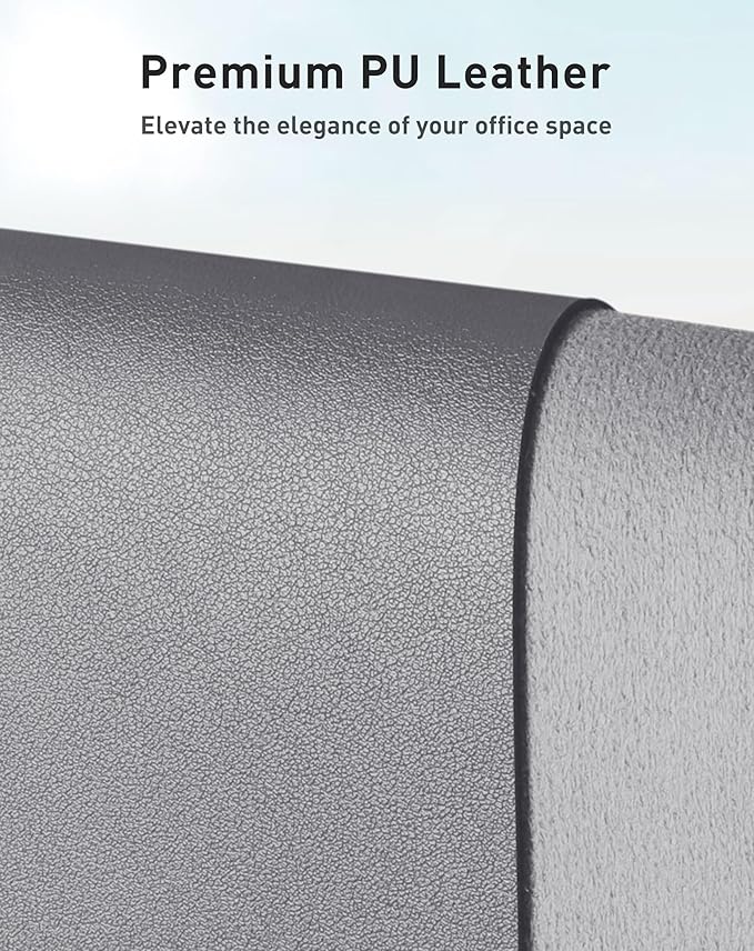 Aothia Faux Leather Desk Mat - Large Mouse Pad, Non - Slip PU Leather Blotter, Waterproof Writing Surface for Office and Home (Light Grey, 40" x 24") | Desk Pads Blotters - TrueDesk