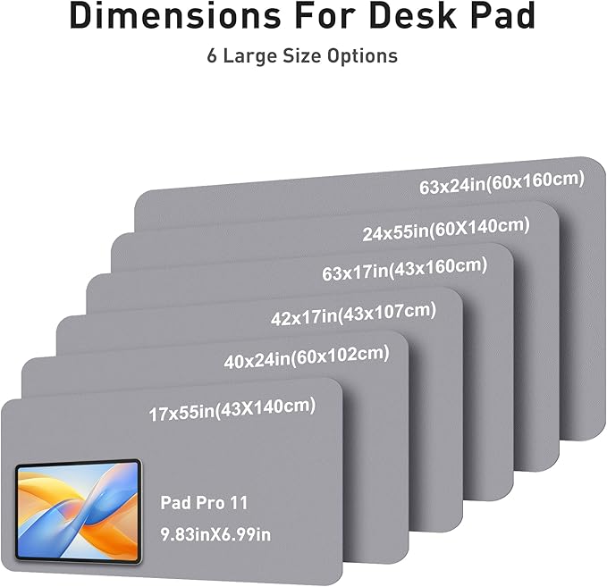 Aothia Faux Leather Desk Mat - Large Mouse Pad, Non - Slip PU Leather Blotter, Waterproof Writing Surface for Office and Home (Light Grey, 40" x 24") | Desk Pads Blotters - TrueDesk