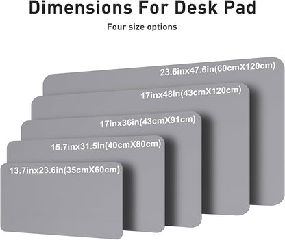 Aothia Faux Leather Desk Mat – Large Mouse Pad, Non - Slip PU Leather Blotter, Waterproof Writing Surface for Office and Home (Light Grey, 47.2" x 23.6") | Desk Pads Blotters - TrueDesk