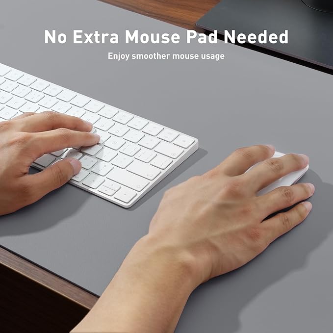 Aothia Faux Leather Desk Mat – Large Mouse Pad, Non - Slip PU Leather Blotter, Waterproof Writing Surface for Office and Home (Light Grey, 47.2" x 23.6") | Desk Pads Blotters - TrueDesk