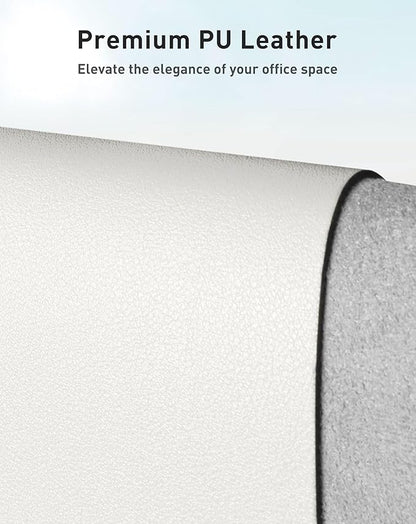 Aothia Faux Leather Desk Mat - Large Mouse Pad, Non - Slip PU Leather Blotter, Waterproof Writing Surface for Office and Home (Off - White, 40" x 24") | Desk Pads Blotters - TrueDesk