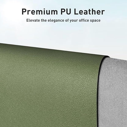 Aothia Faux Leather Desk Mat – Large Mouse Pad, Non - Slip PU Leather Blotter, Waterproof Writing Surface for Office and Home (Olive Green, 47.2" x 23.6") | Desk Pads Blotters - TrueDesk