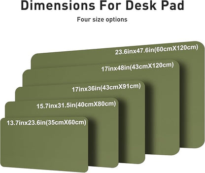 Aothia Faux Leather Desk Mat – Large Mouse Pad, Non - Slip PU Leather Blotter, Waterproof Writing Surface for Office and Home (Olive Green, 47.2" x 23.6") | Desk Pads Blotters - TrueDesk