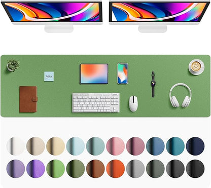 Aothia Faux Leather Desk Mat - Large Mouse Pad, Non - Slip PU Leather Blotter, Waterproof Writing Surface for Office and Home (Olive Green, 63" x 17") | Desk Pads Blotters - TrueDesk