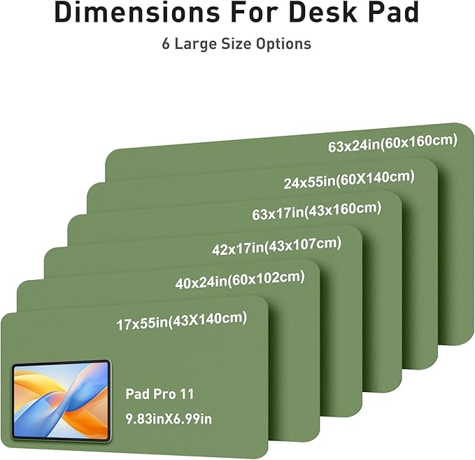 Aothia Faux Leather Desk Mat - Large Mouse Pad, Non - Slip PU Leather Blotter, Waterproof Writing Surface for Office and Home (Olive Green, 63" x 24") | Desk Pads Blotters - TrueDesk