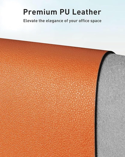 Aothia Faux Leather Desk Mat - Large Mouse Pad, Non - Slip PU Leather Blotter, Waterproof Writing Surface for Office and Home (Orange, 42" x 17") | Desk Pads Blotters - TrueDesk