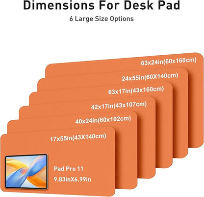 Aothia Faux Leather Desk Mat - Large Mouse Pad, Non - Slip PU Leather Blotter, Waterproof Writing Surface for Office and Home (Orange, 42" x 17") | Desk Pads Blotters - TrueDesk