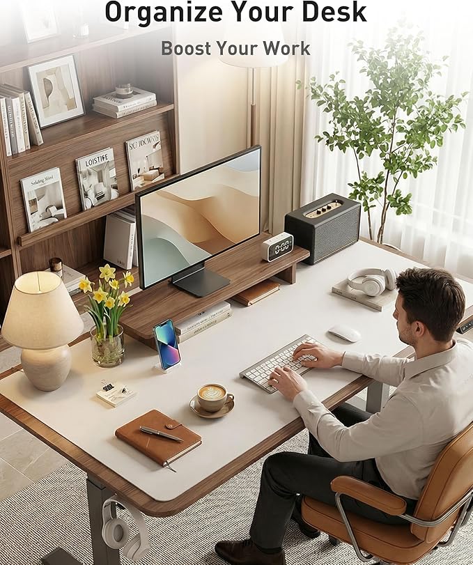 Aothia Faux Leather Desk Mat - Large Mouse Pad, Non - Slip PU Leather Blotter, Waterproof Writing Surface for Office and Home (Pale Lavender White, 40" x 24") | Desk Pads Blotters - TrueDesk