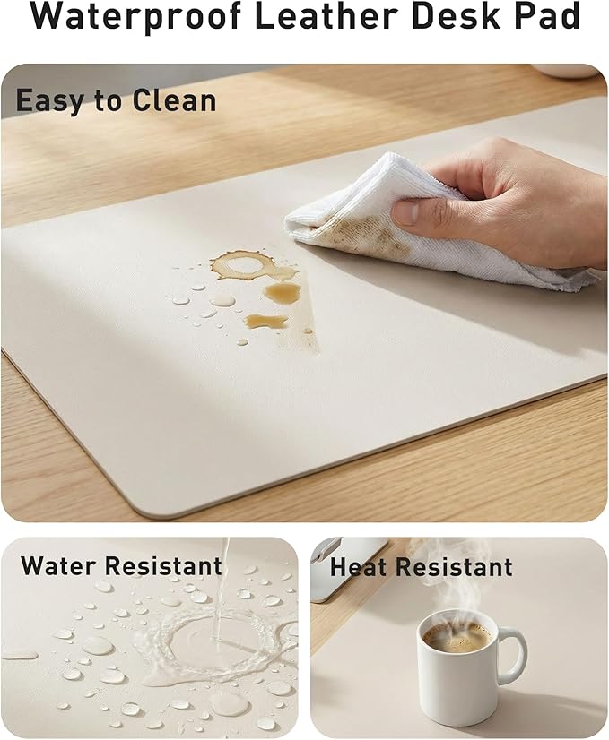 Aothia Faux Leather Desk Mat - Large Mouse Pad, Non - Slip PU Leather Blotter, Waterproof Writing Surface for Office and Home (Pale Lavender White, 42" x 17") | Desk Pads Blotters - TrueDesk