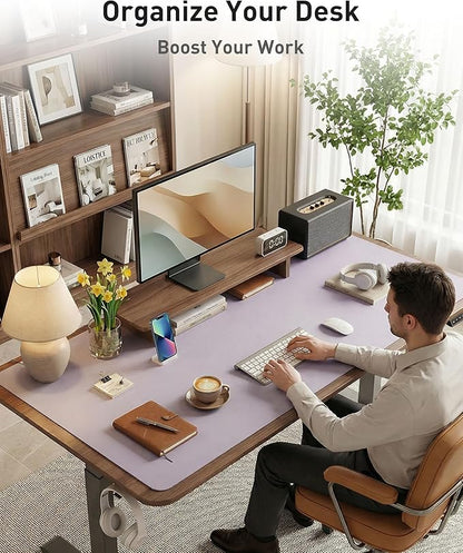 Aothia Faux Leather Desk Mat - Large Mouse Pad, Non - Slip PU Leather Blotter, Waterproof Writing Surface for Office and Home (Smoky Lavender, 40" x 24") | Desk Pads Blotters - TrueDesk