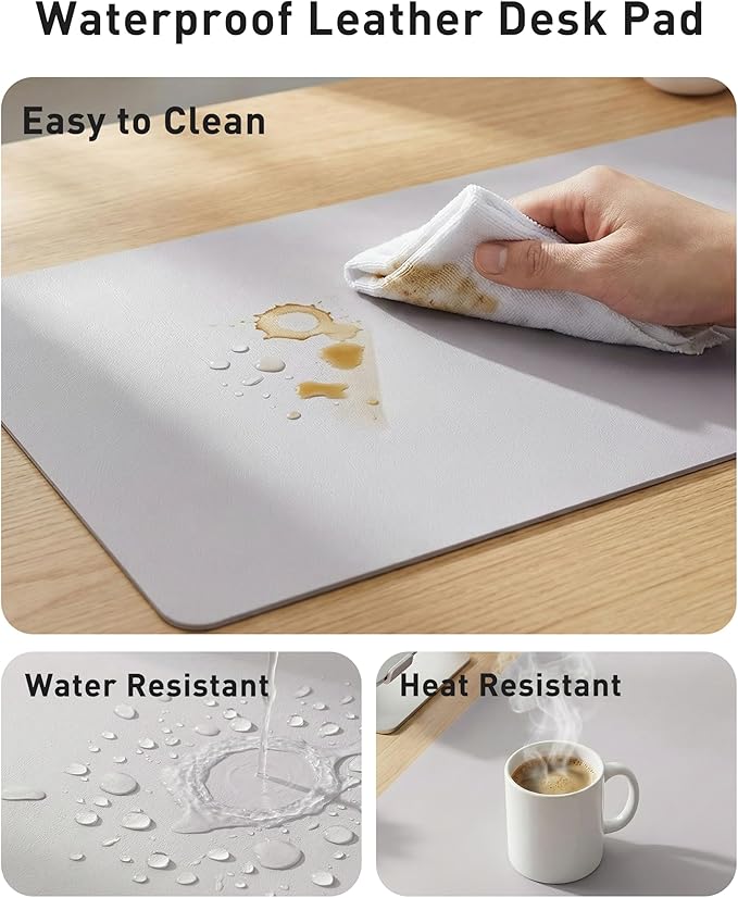Aothia Faux Leather Desk Mat - Large Mouse Pad, Non - Slip PU Leather Blotter, Waterproof Writing Surface for Office and Home (Smoky Lavender, 42" x 17") | Desk Pads Blotters - TrueDesk