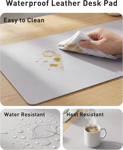 Aothia Faux Leather Desk Mat - Large Mouse Pad, Non - Slip PU Leather Blotter, Waterproof Writing Surface for Office and Home (Smoky Lavender, 42" x 17") | Desk Pads Blotters - TrueDesk