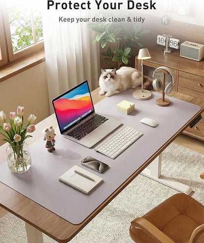 Aothia Faux Leather Desk Mat - Large Mouse Pad, Non - Slip PU Leather Blotter, Waterproof Writing Surface for Office and Home (Smoky Lavender, 42" x 17") | Desk Pads Blotters - TrueDesk